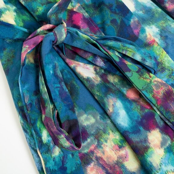 ✨ Smash + Tess Kimono Robe Crepe Kimonette Duster Blue Print Floral - Picture 7 of 15